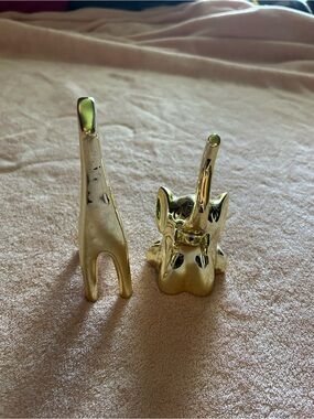 Hobby Lobby Gold Ceramic Elephant and Giraffe Ring Holders
